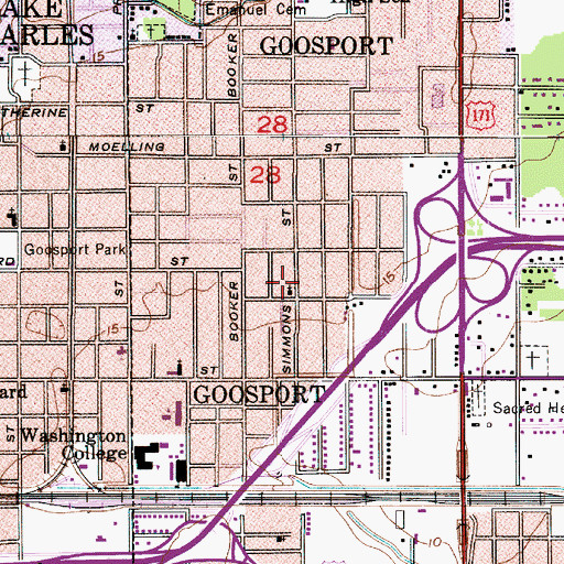 Topographic Map of Mount Olive Baptist Church, LA