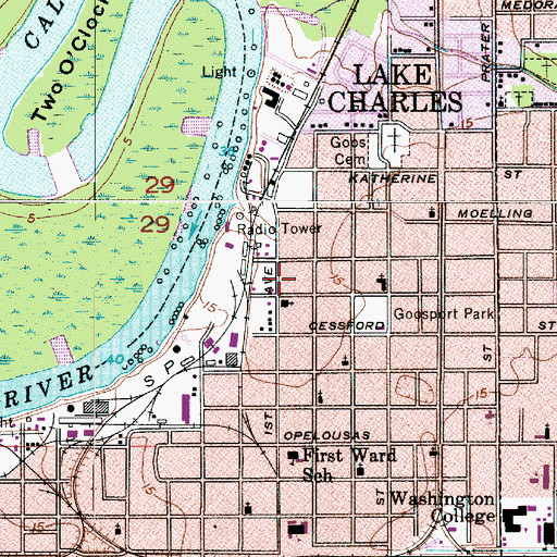 Topographic Map of New Rock of Faith Church, LA