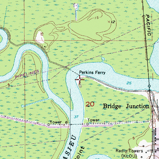 Topographic Map of Perkins Ferry Park, LA