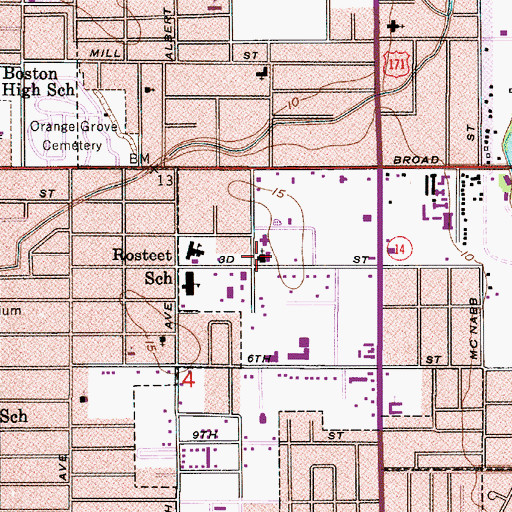 Topographic Map of Saint Henry Catholic Church, LA