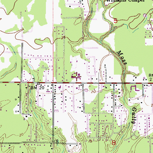 Topographic Map of Sam Houston High School, LA