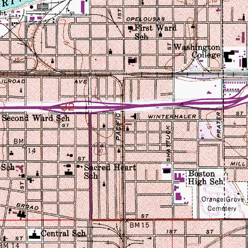 Topographic Map of Starlight Baptist Church, LA