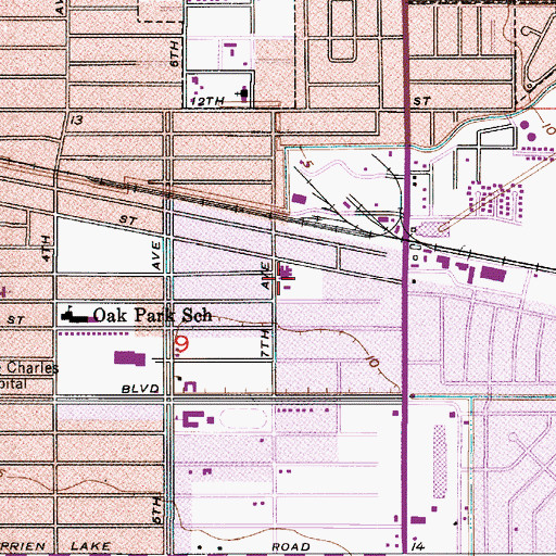 Topographic Map of T H Watkins Elementary School, LA