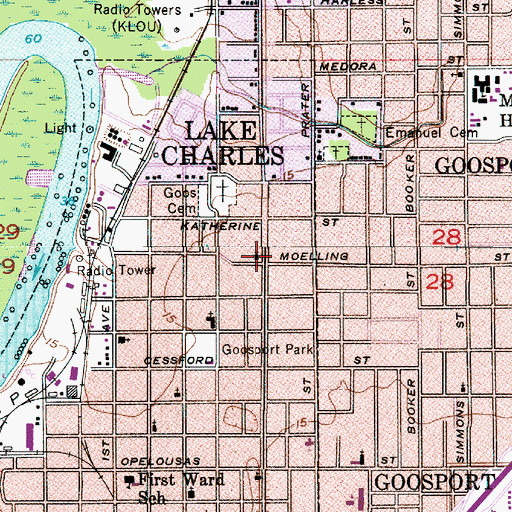 Topographic Map of True Light Missionary Baptist Church, LA