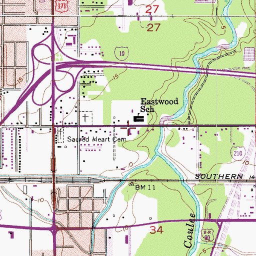 Topographic Map of United Christian Fellowship Church, LA
