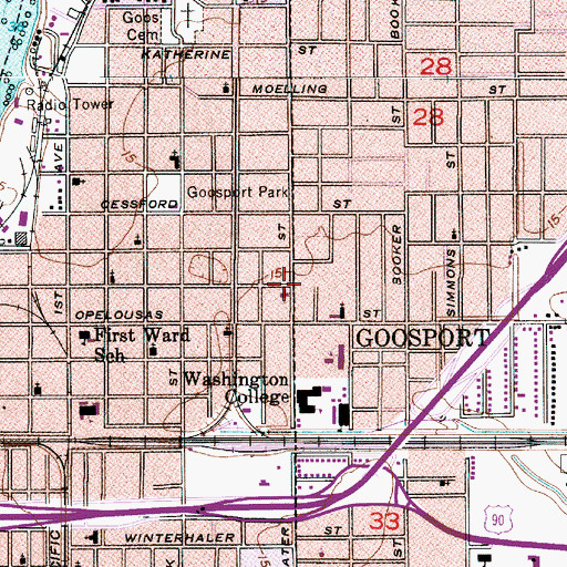 Topographic Map of Woodbury Congregational Christian Church, LA