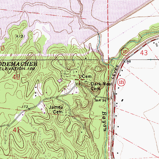 Topographic Map of Red Store Church (historical), LA