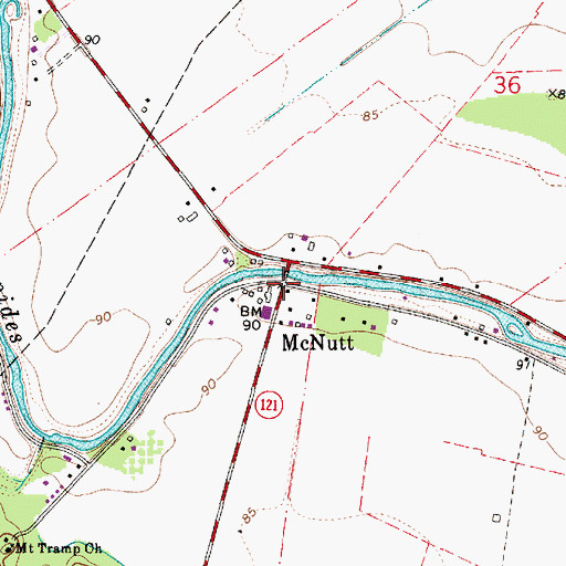 Topographic Map of McNutt Rural Historic District, LA