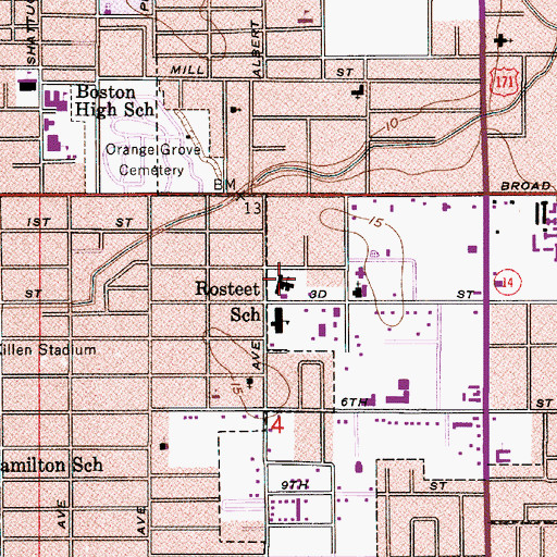 Topographic Map of Calcasieu Parish Adult and Continuing Education Center, LA