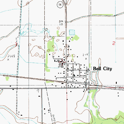 Topographic Map of Bell City High School, LA