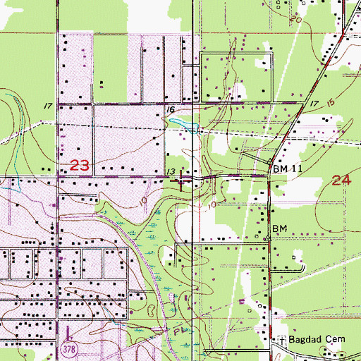 Topographic Map of Bellview Baptist Church, LA