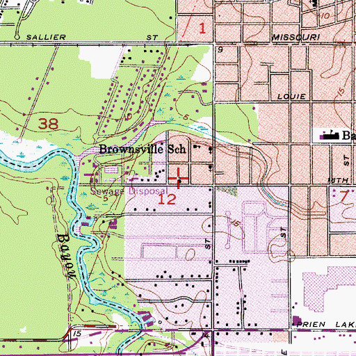 Topographic Map of Brownville Church of God, LA