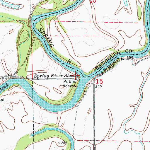 Topographic Map of Spring River Shoal, AR