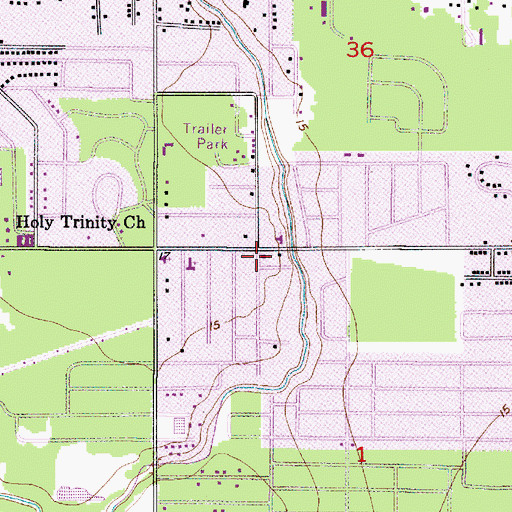 Topographic Map of Central Baptist Church, LA