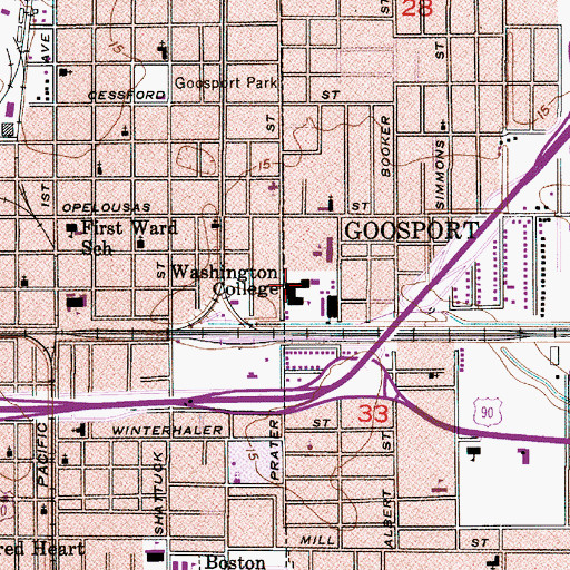 Topographic Map of Jessie D Clifton Elementary School, LA
