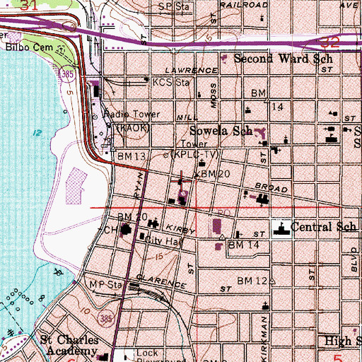 Topographic Map of Corner Stone Assembly of God Church, LA