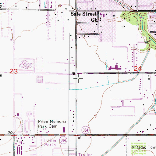 Topographic Map of Country Club Plaza Shopping Center, LA