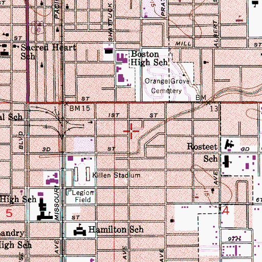 Topographic Map of Eastown Shopping Center, LA