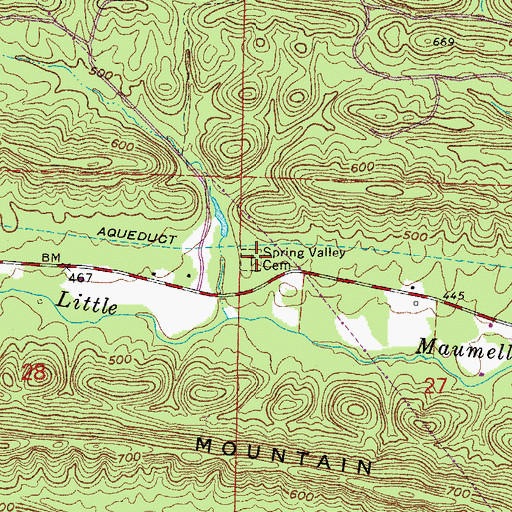 Topographic Map of Spring Valley Cemetery, AR