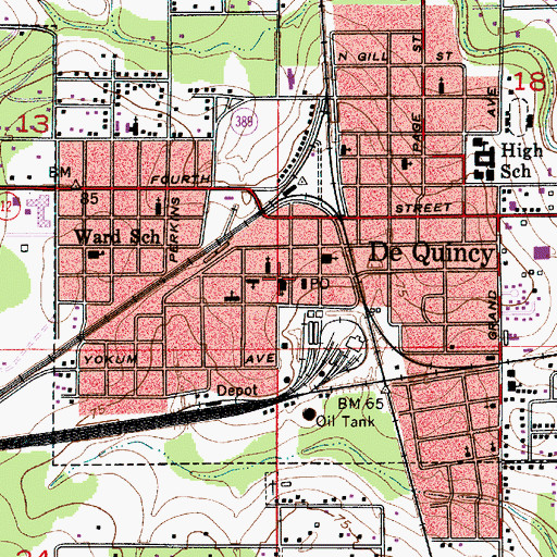 Topographic Map of First Baptist Church, LA