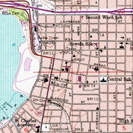 Topographic Map of First Baptist Church of Lake Charles, LA