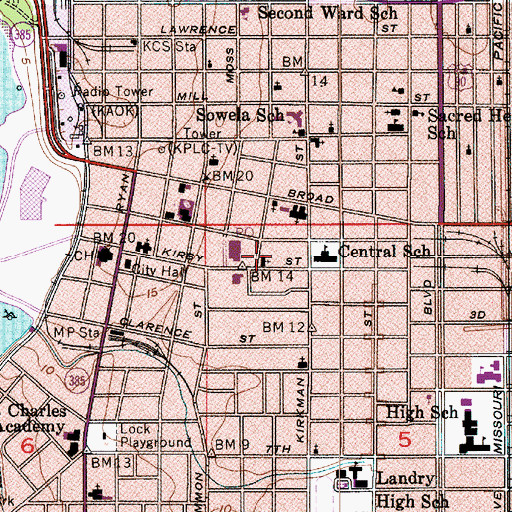 Topographic Map of First Church of Christ Scientist, LA