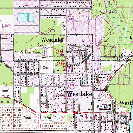 Topographic Map of First Pentecostal Church of Westlake, LA