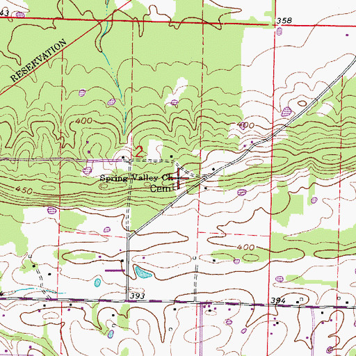 Topographic Map of Spring Valley Church, AR