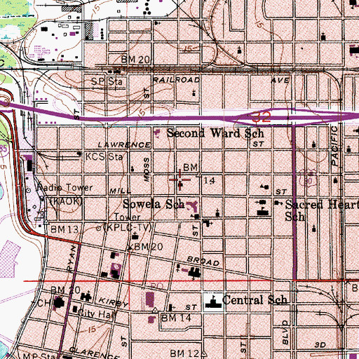 Topographic Map of Ford Street Baptist Mission, LA