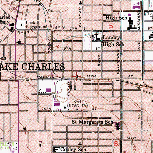 Topographic Map of Greater Live Oak Baptist Church, LA