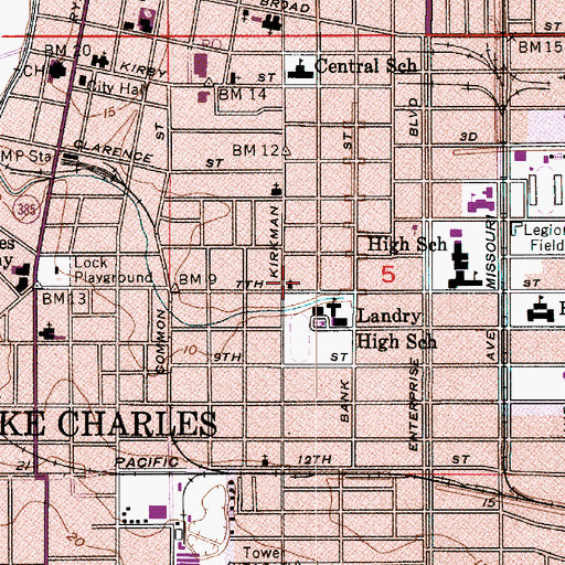 Topographic Map of Heritage Baptist Church, LA