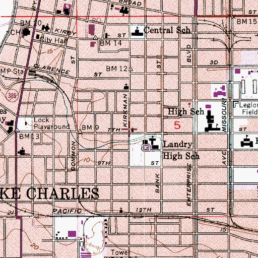 Topographic Map of Heritage Baptist Church, LA