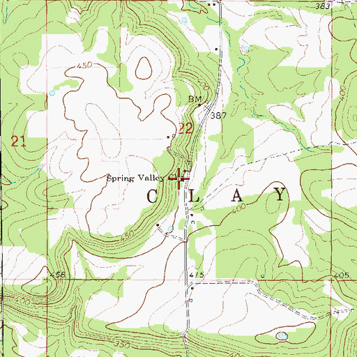 Topographic Map of Spring Valley Church, AR