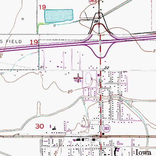 Topographic Map of Iowa High / Middle School, LA