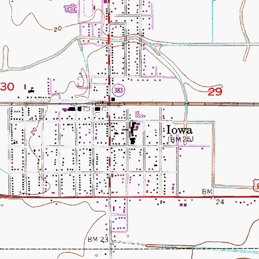 Topographic Map of J. I. WATSON MIDDLE SCHOOL, LA