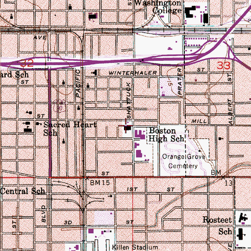 Topographic Map of JOHN J. JOHNSON II ELEMENTARY SCHOOL, LA