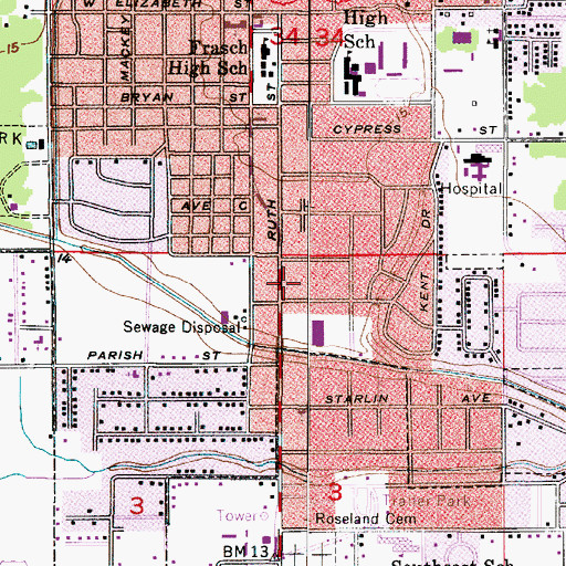 Topographic Map of Kenwood Shopping Center, LA