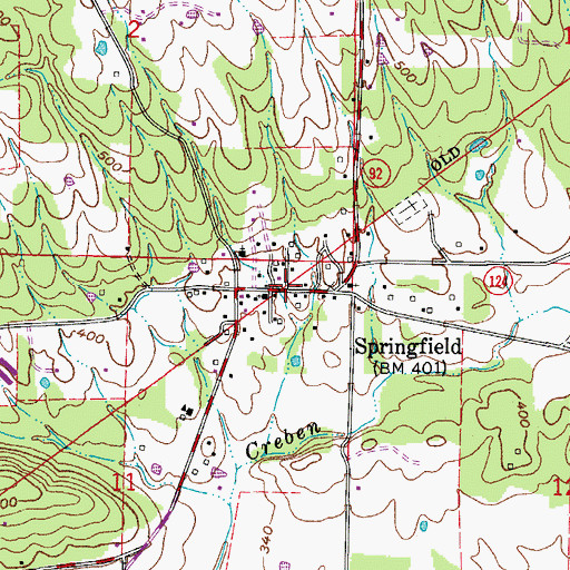 Topographic Map of Springfield, AR