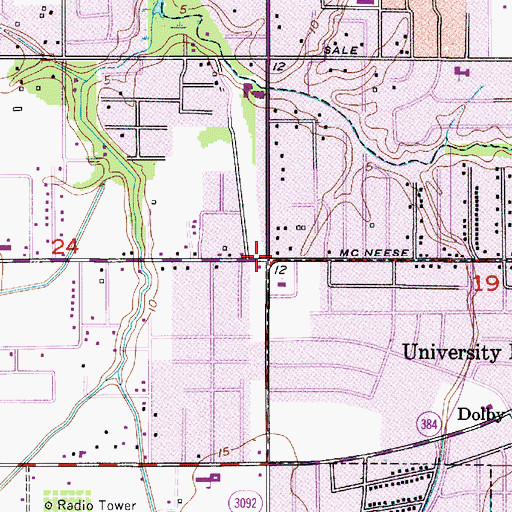 Topographic Map of Lake Plaza Shopping Center, LA