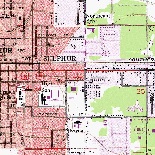 Topographic Map of Macedonia Church of God in Christ, LA