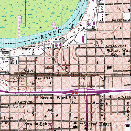 Topographic Map of Mount Pilgrim Baptist Church, LA