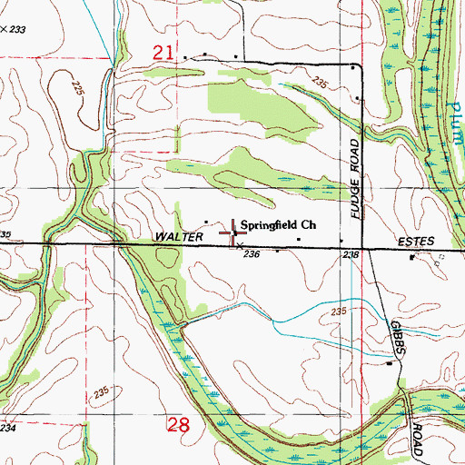 Topographic Map of Springfield Church, AR