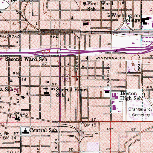 Topographic Map of New Sunlight Baptist Church, LA