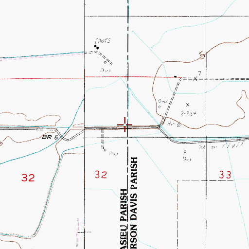 Topographic Map of North Chalkey Gas Field, LA