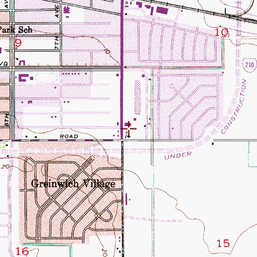 Topographic Map of Oak Park Square Shopping Center, LA