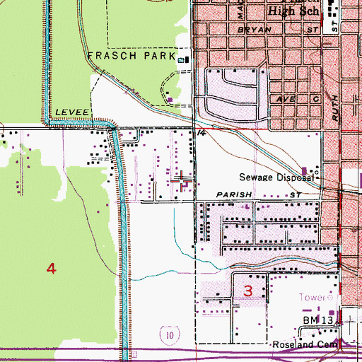 Topographic Map of Parkview Baptist Church, LA