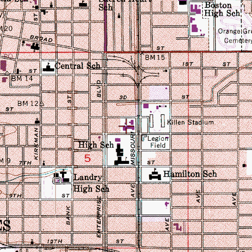 Topographic Map of Pearl Watson Elementary School, LA