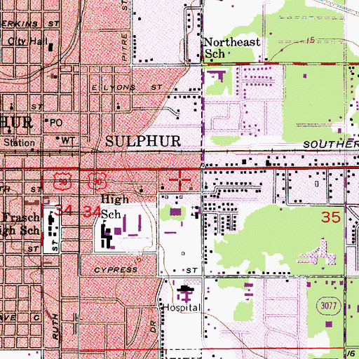 Topographic Map of Pleasant Green Baptist Church, LA