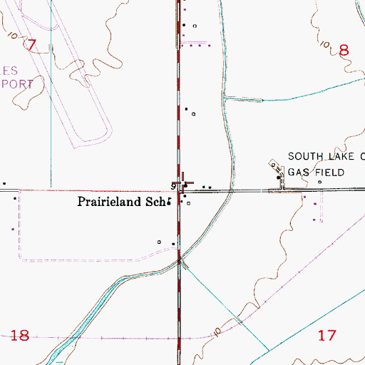 Topographic Map of Prairieland Community Church, LA