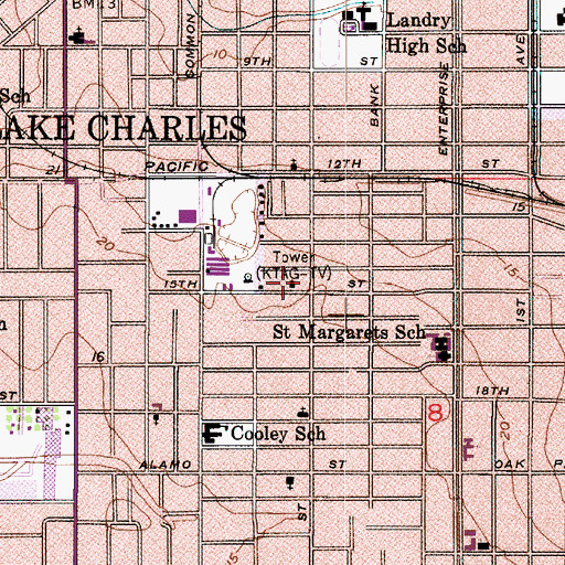 Topographic Map of Reorganized Church of Jesus Christ of Latter Day Saints, LA